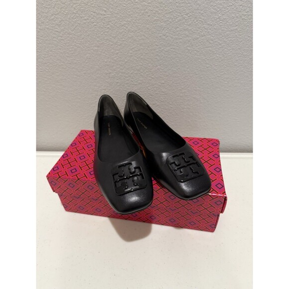 Tory Burch Georgia Ballet Flats Size 7.5 Leather Perfect Black Paris Goat $248 - Picture 1 of 10